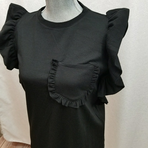 *1 Left* NWT Drew Black Ruffle Top Sz XS - Picture 2 of 6